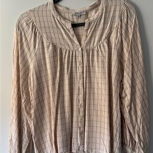 Madewell Light Beige Grid Blouse